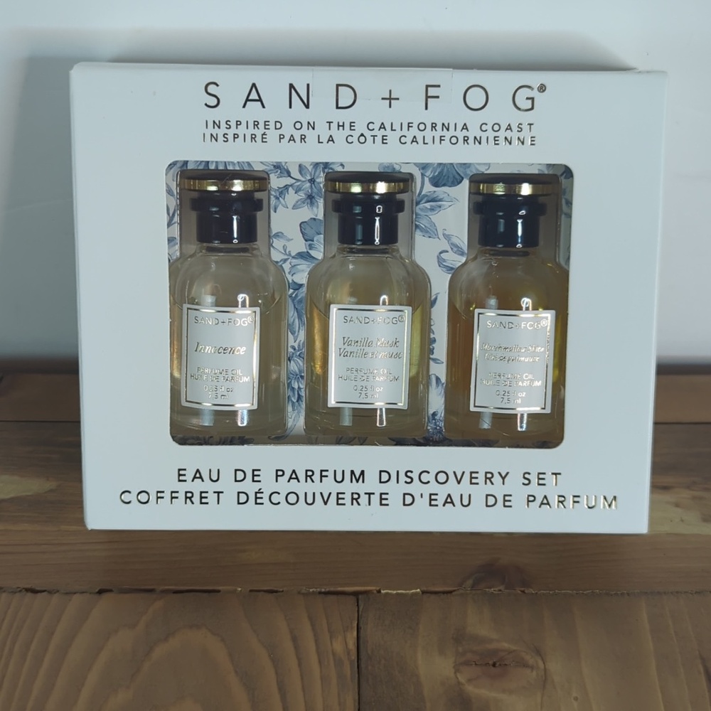 Sand + Fog Parum 3pc Discovery Set-Marshmallow Skies,Vanilla Musk, Innocence